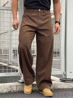 Corduroy broek met losse rechte pijpen