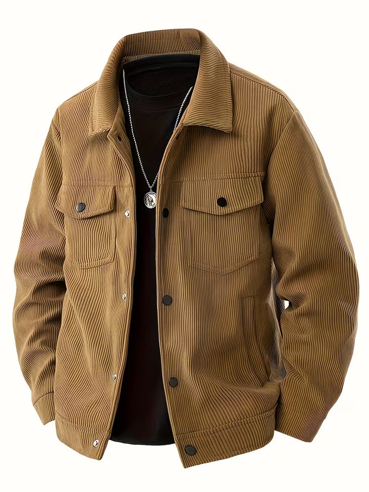 Corduroy jas met twee borstzakken en klassieke kraag