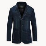 Denim blazer met reverskraag en opgestikte zakken