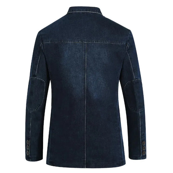 Denim blazer met reverskraag en opgestikte zakken