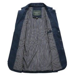 Denim blazer met reverskraag en opgestikte zakken