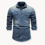 Denim overhemd met gestreept patroon en borstzakken