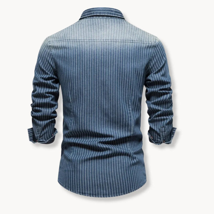 Denim overhemd met gestreept patroon en borstzakken