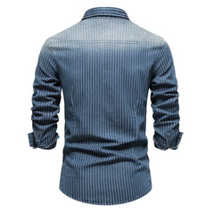 Denim overhemd met gestreept patroon en borstzakken