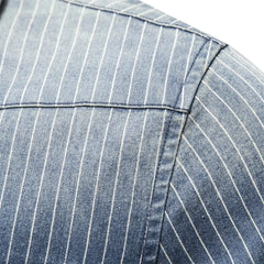 Denim overhemd met gestreept patroon en borstzakken