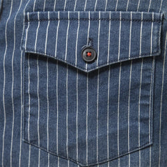 Denim overhemd met gestreept patroon en borstzakken