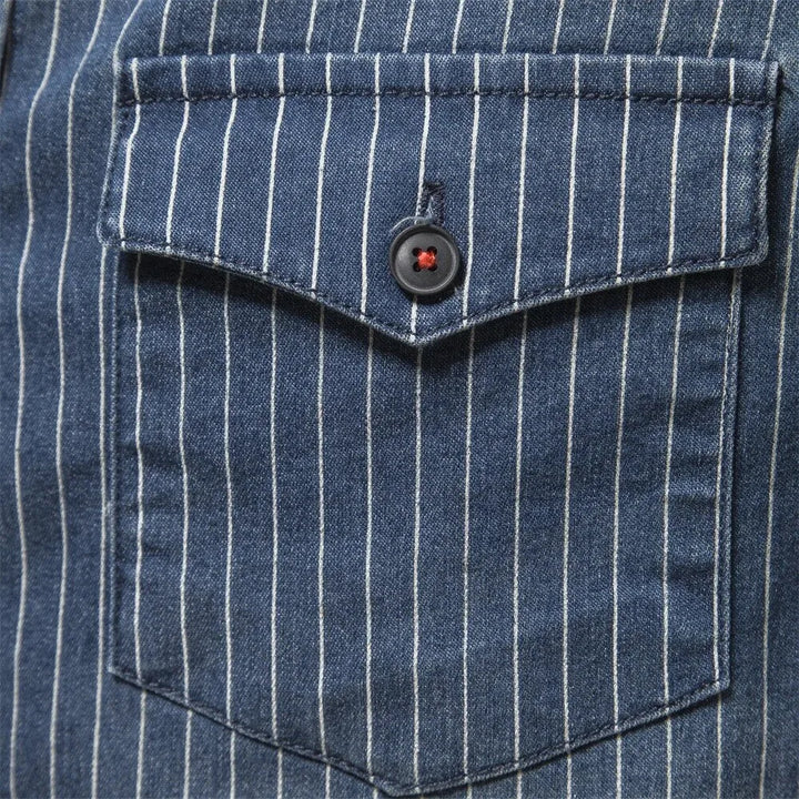 Denim overhemd met gestreept patroon en borstzakken