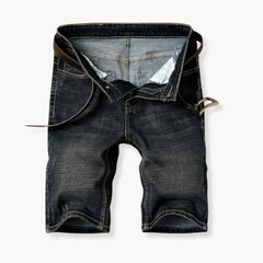 Denim shorts met rits- en knoopsluiting