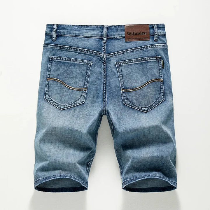 Denim shorts met rits- en knoopsluiting