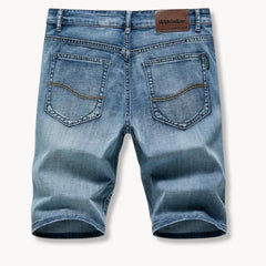 Denim shorts met rits- en knoopsluiting