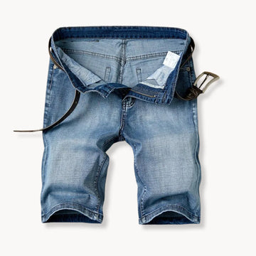 Denim shorts met rits- en knoopsluiting