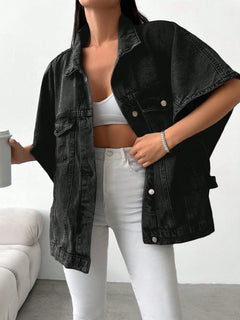 Denimjas met losse pasvorm en halve mouwen