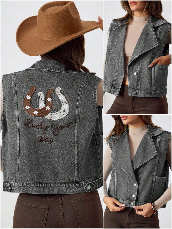 Denimjas met losse pasvorm en halve mouwen