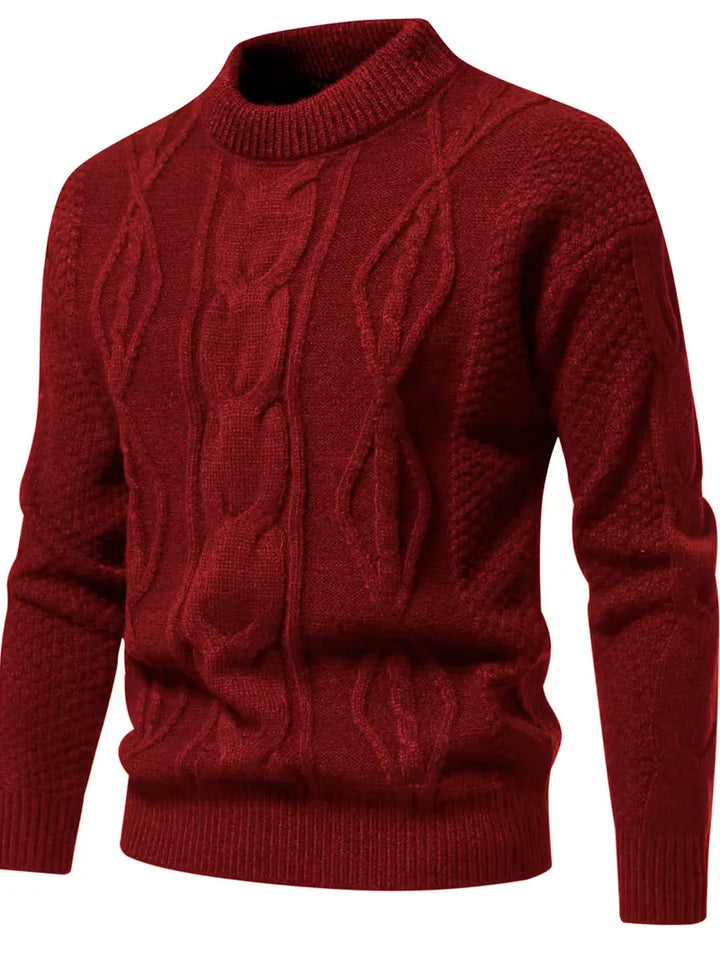 Dik gebreide trui met jacquard patroon