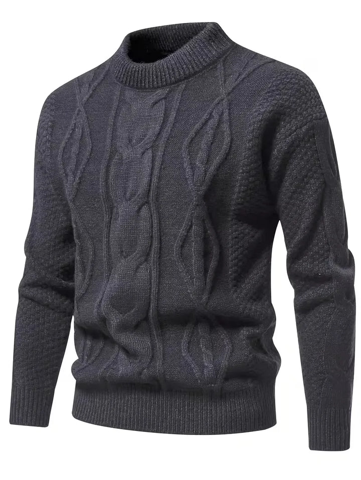 Dik gebreide trui met jacquard patroon