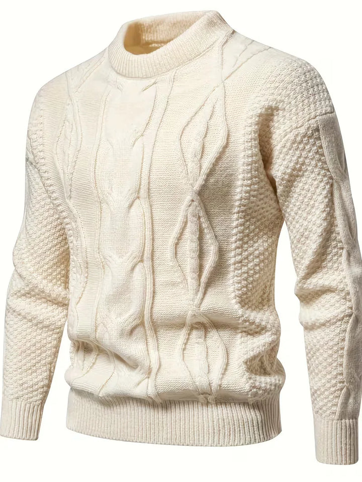 Dik gebreide trui met jacquard patroon