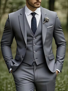 Driedelig heren pak met slim fit en glanzende afwerking