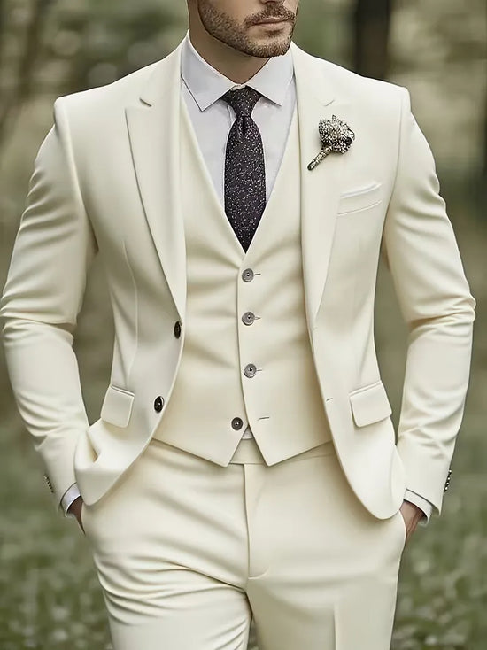 Driedelig heren pak met slim fit en glanzende afwerking