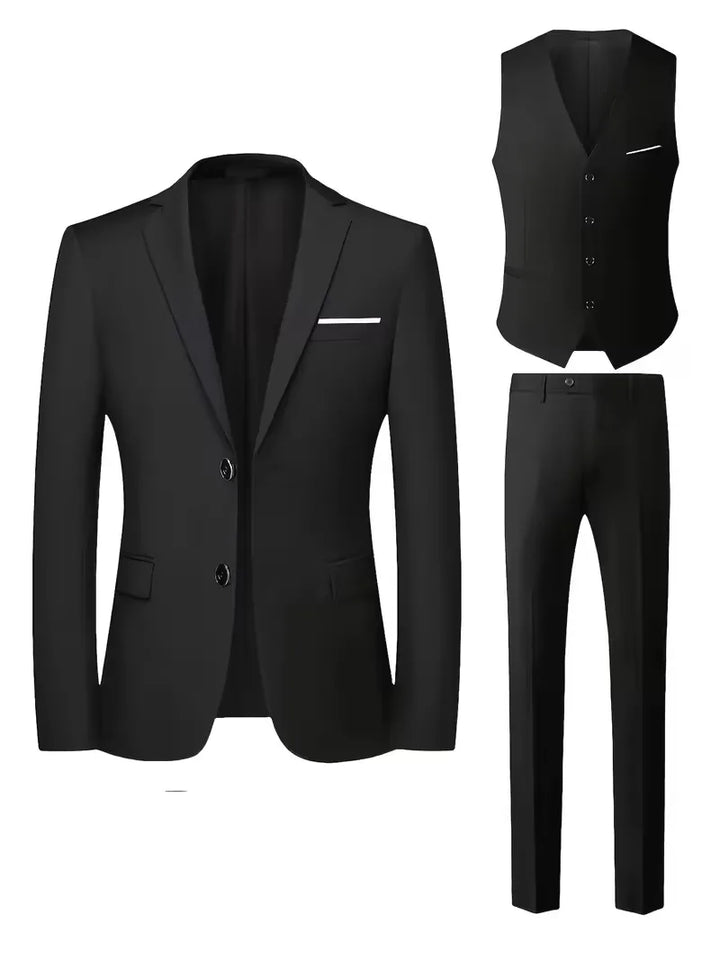 Driedelig heren pak met slim fit en glanzende afwerking