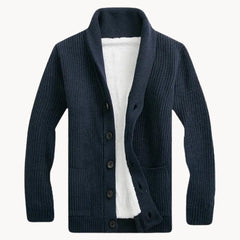 Fleece cardigan met schouderkraag en voorzakken