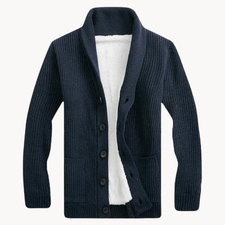 Fleece cardigan met schouderkraag en voorzakken