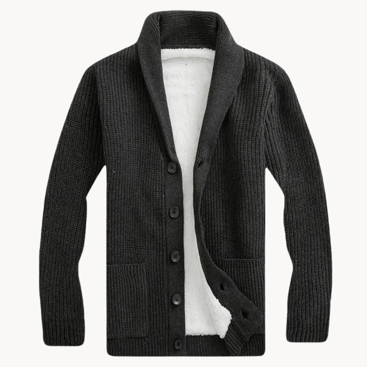 Fleece cardigan met schouderkraag en voorzakken
