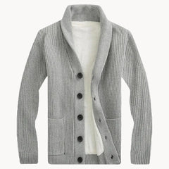 Fleece cardigan met schouderkraag en voorzakken