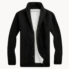 Fleece cardigan met schouderkraag en voorzakken