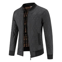 Gequilt jas met rits en ronde hals