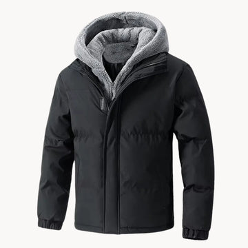 Gewatteerde jas met capuchon en elastische boorden