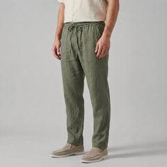 Linnen broek met elastische taille