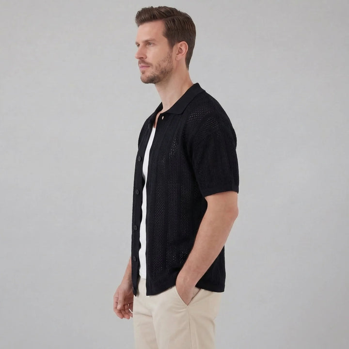 Heren mesh shirt met V-hals