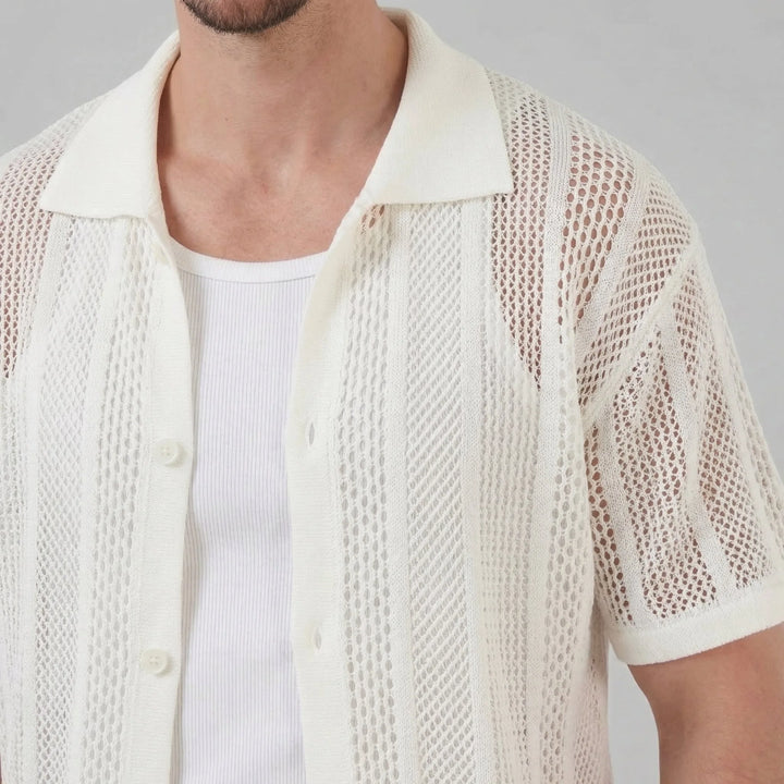 Heren mesh shirt met V-hals