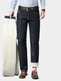 Jeans met fleece-voering en regular fit