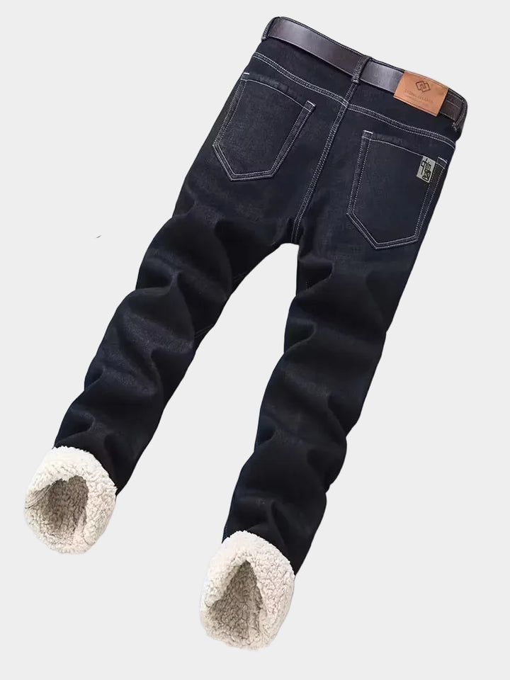 Jeans met fleece-voering en regular fit