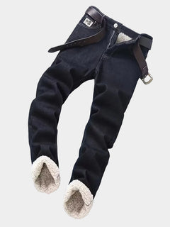Jeans met fleece-voering en regular fit