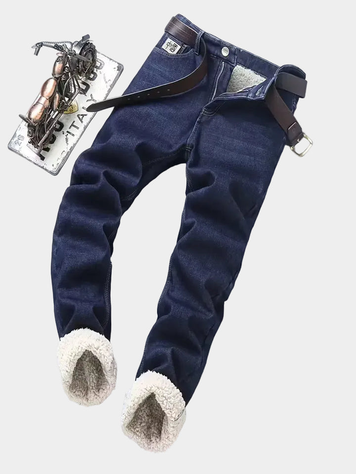 Jeans met fleece-voering en regular fit