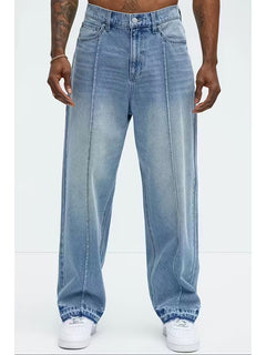 Jeans met loose straight-leg pasvorm en hoge taille