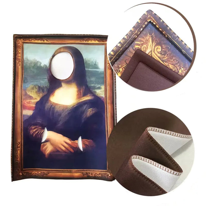 Kostuum met Mona Lisa afbeelding voor feestelijke gelegenheden