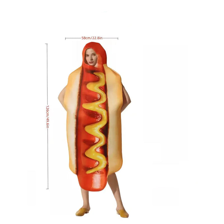 Kostuum met hotdog ontwerp en capuchon