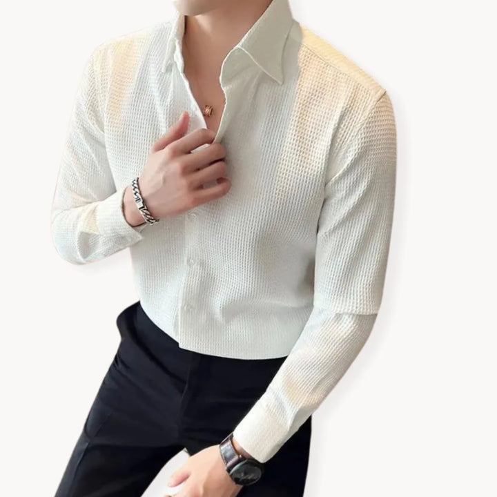 Lang mouw overhemd met knoopsluiting en slim fit