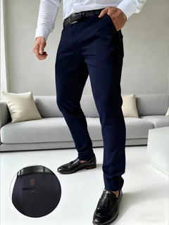 Lange broek met tijgerborduurontwerp en slim fit