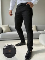Lange broek met tijgerborduurontwerp en slim fit