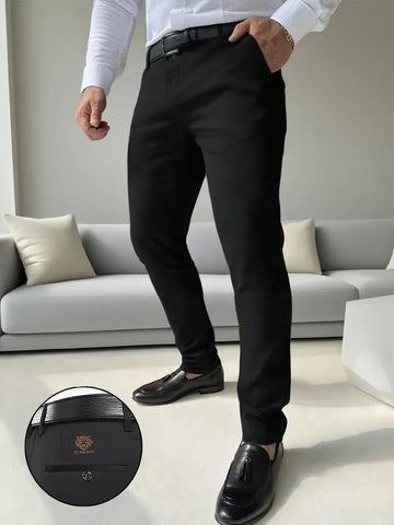 Lange broek met tijgerborduurontwerp en slim fit