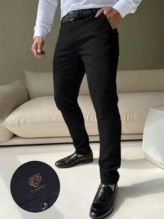 Lange broek met tijgerborduurontwerp en slim fit