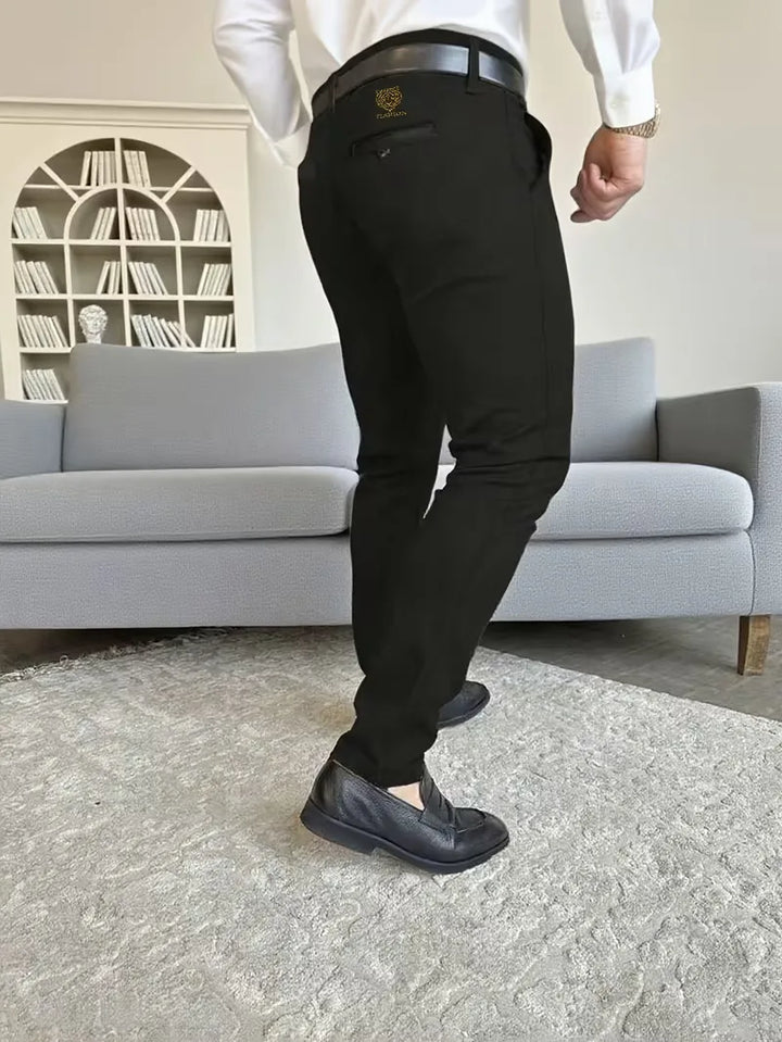 Lange broek met tijgerborduurontwerp en slim fit
