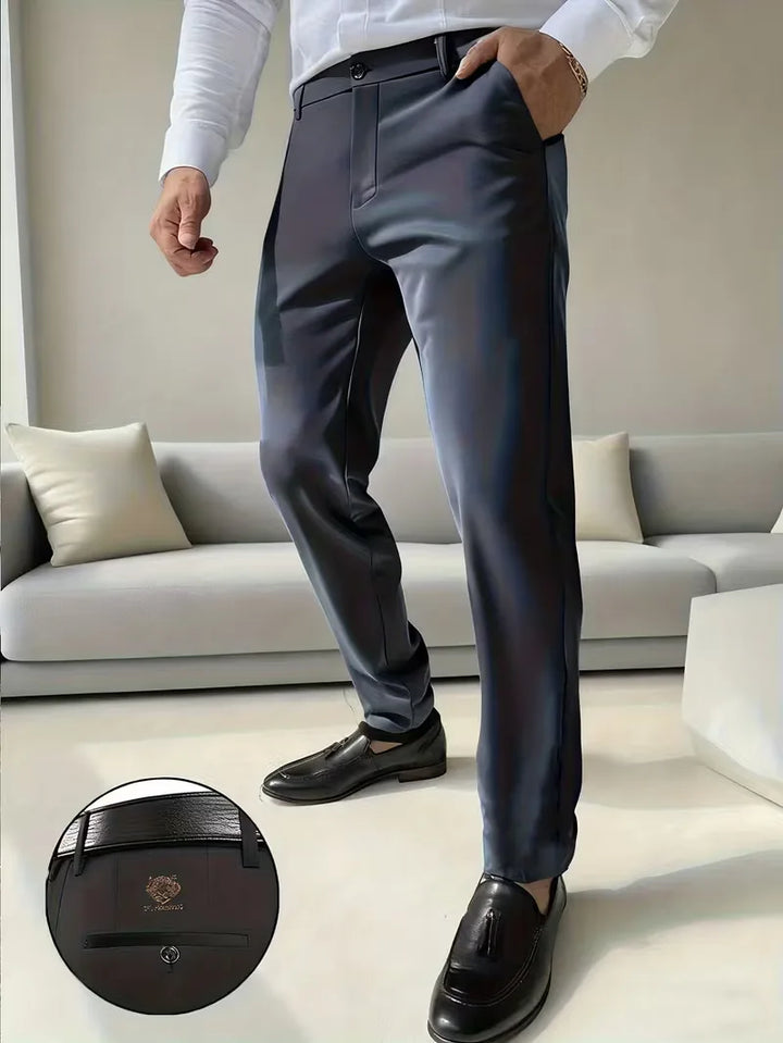 Lange broek met tijgerborduurontwerp en slim fit