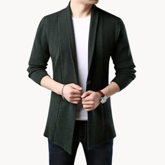 Lange cardigan met open voorkant en ribbelstructuur