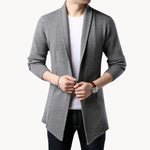 Lange cardigan met open voorkant en ribbelstructuur