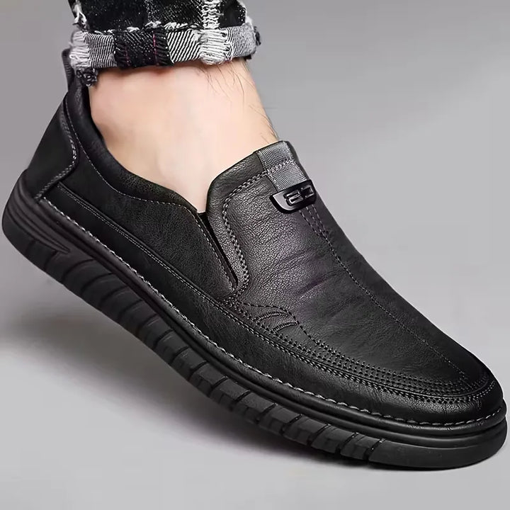 Leren loafers met antislip rubberen zool